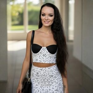 Seta The Label ✦ Polka Dot Crop Top & Skirt Set ✦ Black White Adjustable L NWT